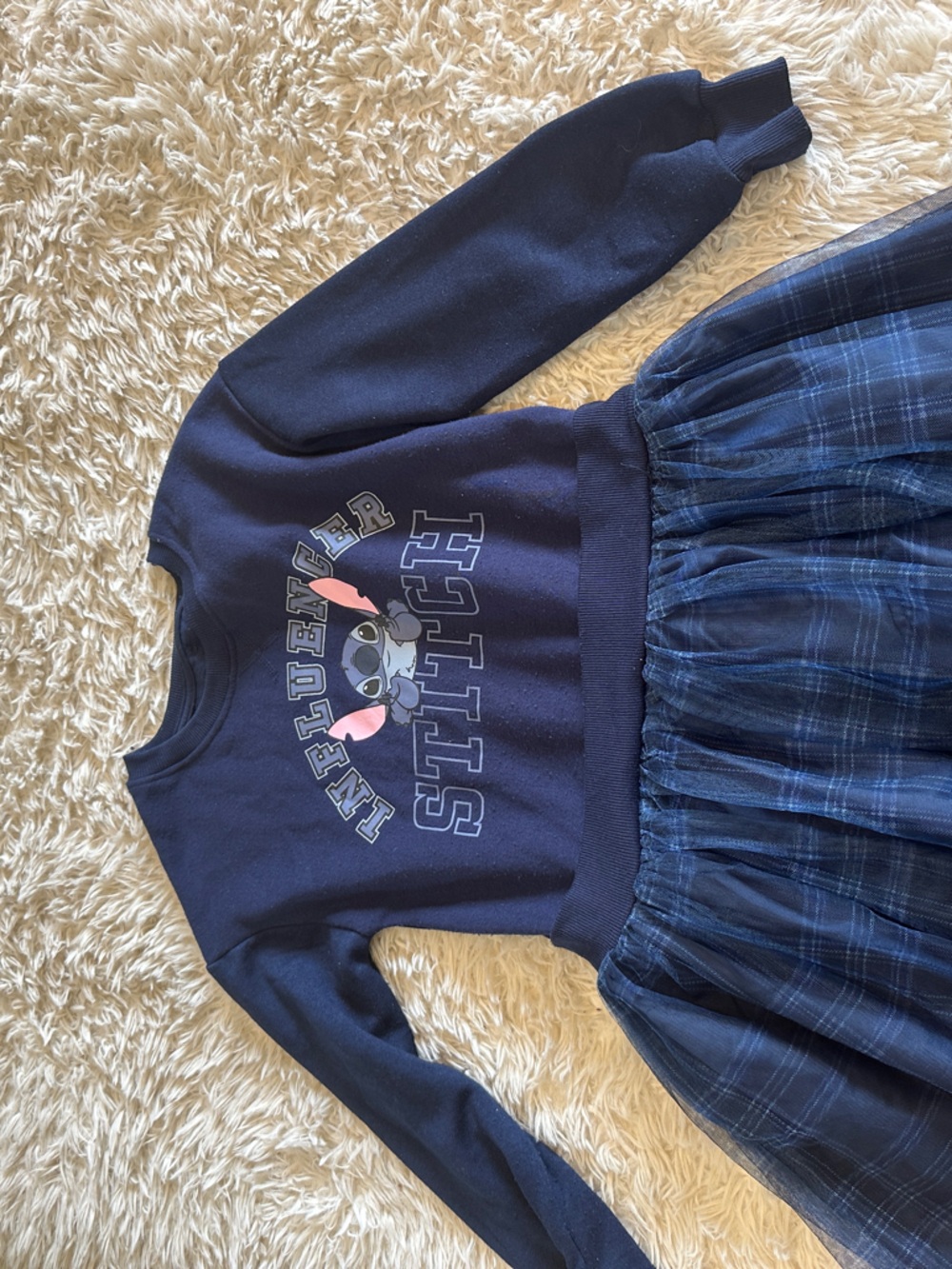 Disney Navy Blue Stitch Graphic Tulle Dress